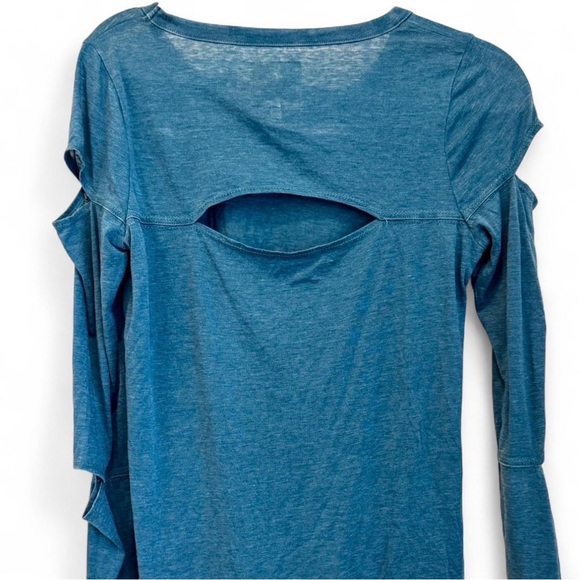 NWOT CHASER  Teal Long Sleeve Top with Cut-Outs - Picture 5 of 6